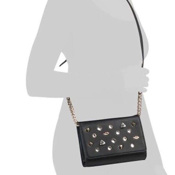 Betsey Johnson Handbags - Stunning Betsey Johnson Jewel Accents Black Crossbody/Clutch NWT